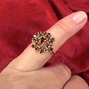 Vintage garnet cocktail style ring 14K size 6